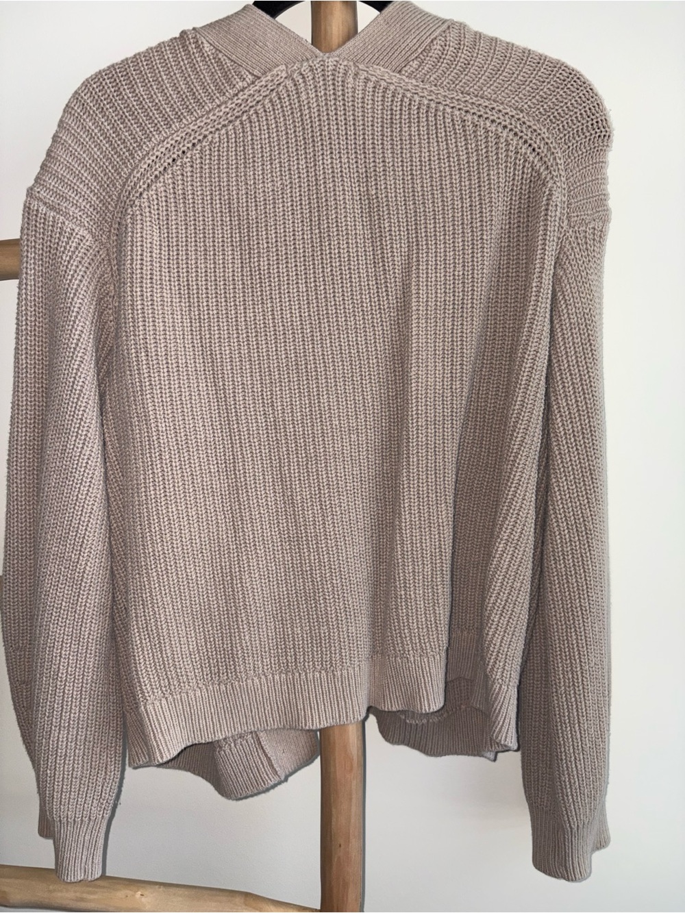 H&M Oversized Waffle Knit Button-Front Cardigan - Taupe - Picture 5 of 5